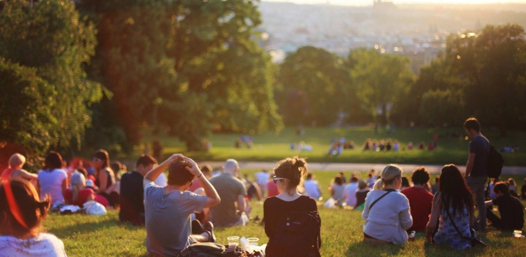 People in community park