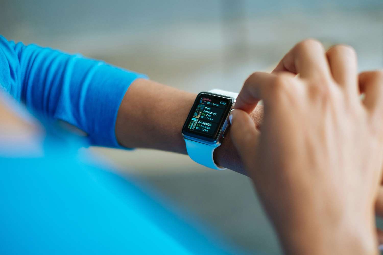 Person using a smart watch